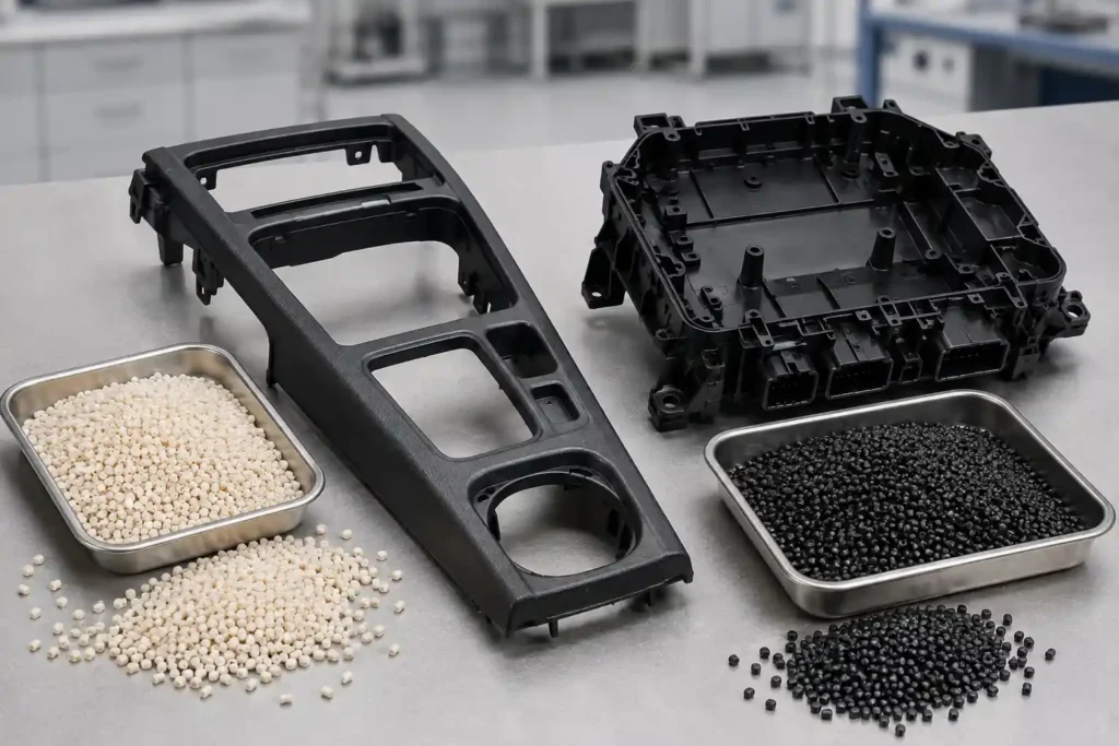ABS and PC ABS materials for automotive molded components