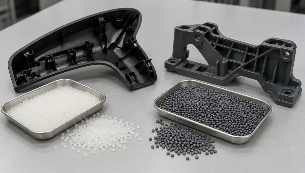PP and filled PP materials for automotive injection molded parts
