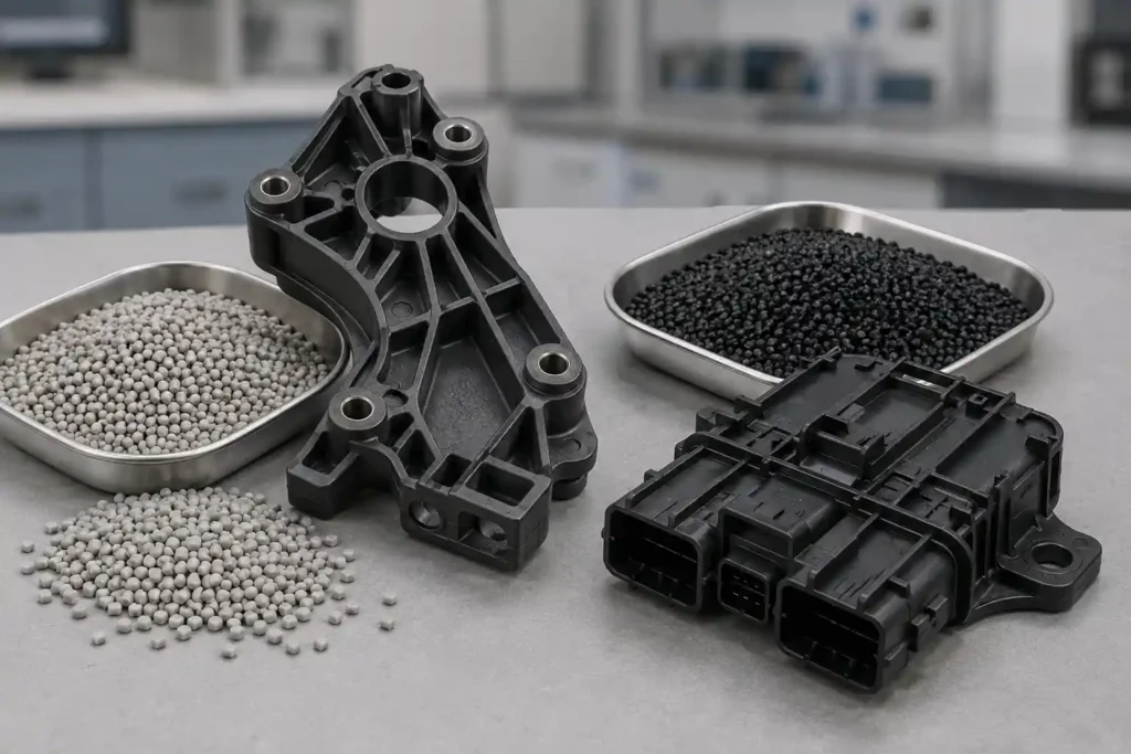 Glass filled PA6 and PA66 for automotive molded parts