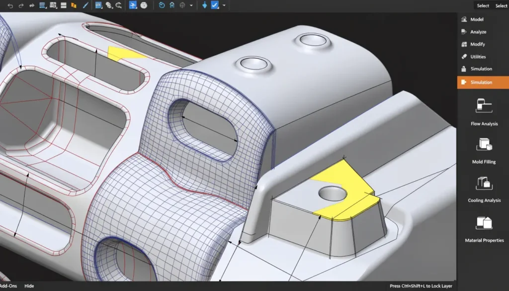 Automotive component CAD model prepared for DFM review