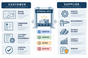 PPAP customer and supplier responsibilities converging at an approval gate
