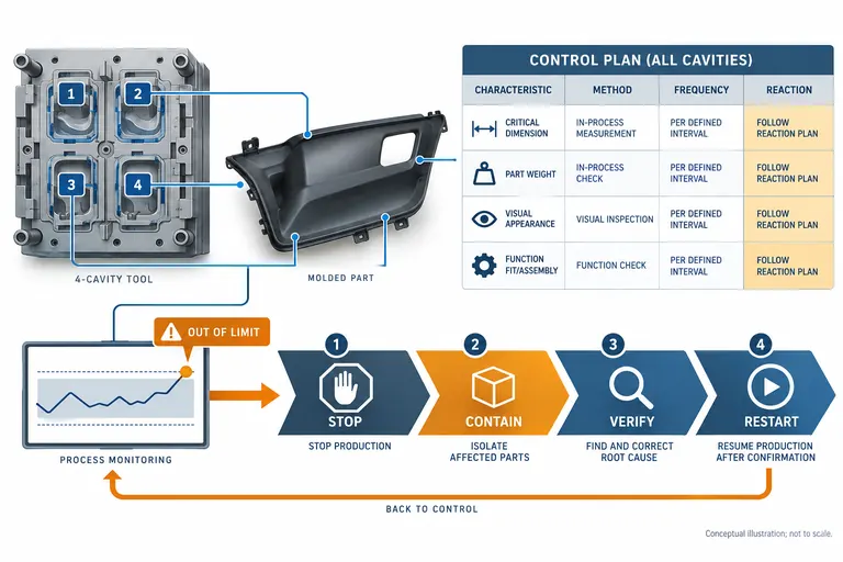 Conceptual molding control plan linking characteristics methods frequency and reaction gates
