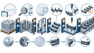 Conceptual automotive molding restart gates from controlled baseline through tool inspection material trial and release