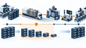 Conceptual mold transfer timeline with source production buffer transport receiving trial approval and drawdown