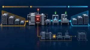 Conceptual molded-part delivery recovery timeline showing inventory protection, constraint removal and approval gates