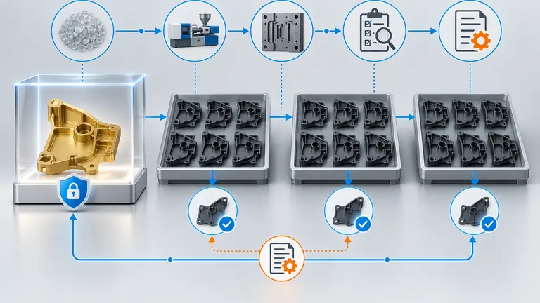 Approved reference sample compared with repeat production lots under traceability and change control