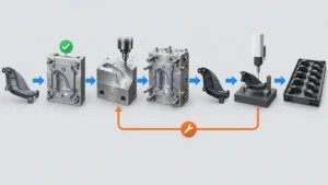 Tooling pathway from CAD and mold manufacture through T1, correction, inspection and production release